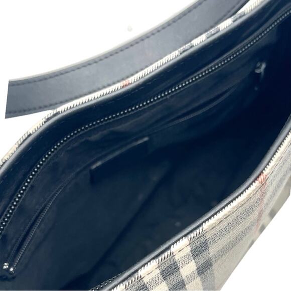 VINTAGE - BURBERRY Lorne Haymarket black Check shoulder bag - Made in England - Picture 12 of 16